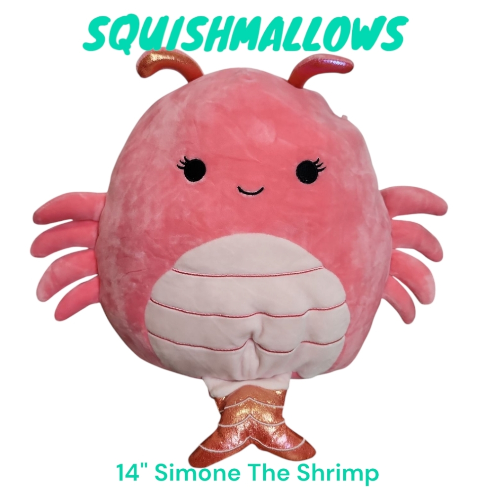 Squishmallows 14" Pink Simone the Shrimp Plush EUC